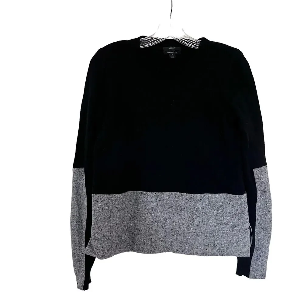 J.CREW Women's Sweater Wool Cashmere Blend Woven Colorblock Sz Small